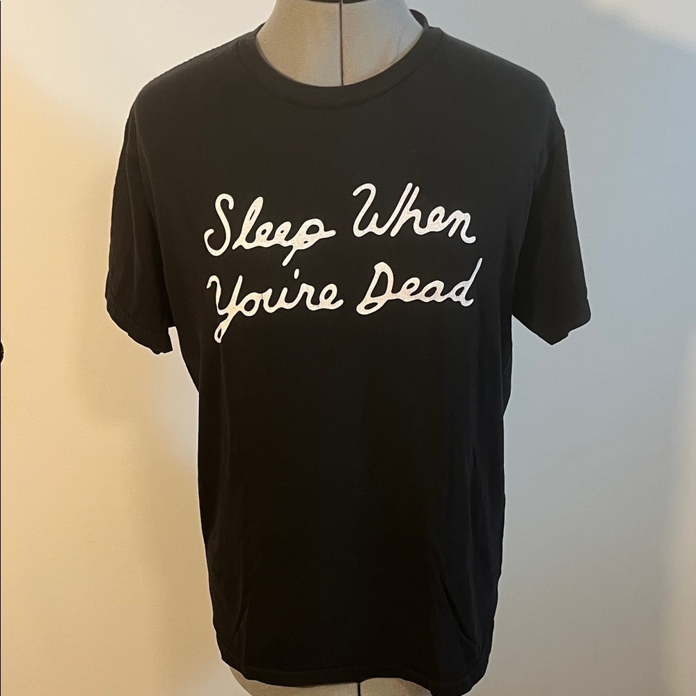 Black Graphic Tee with White Text